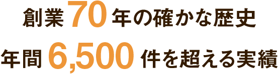 創業65年の確かな歴史 年間6,000件を超える実績