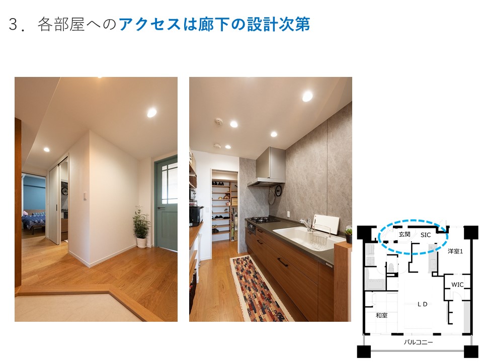 各部屋へのアクセスは廊下の設計次第